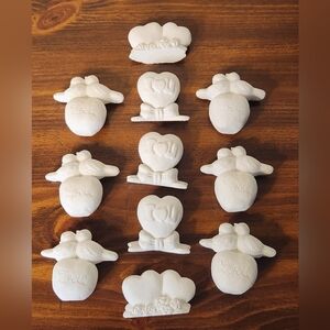 Lot Of 11 Unpainted Ceramic Bisque Small Valentines Day Decorations Diy Hearts